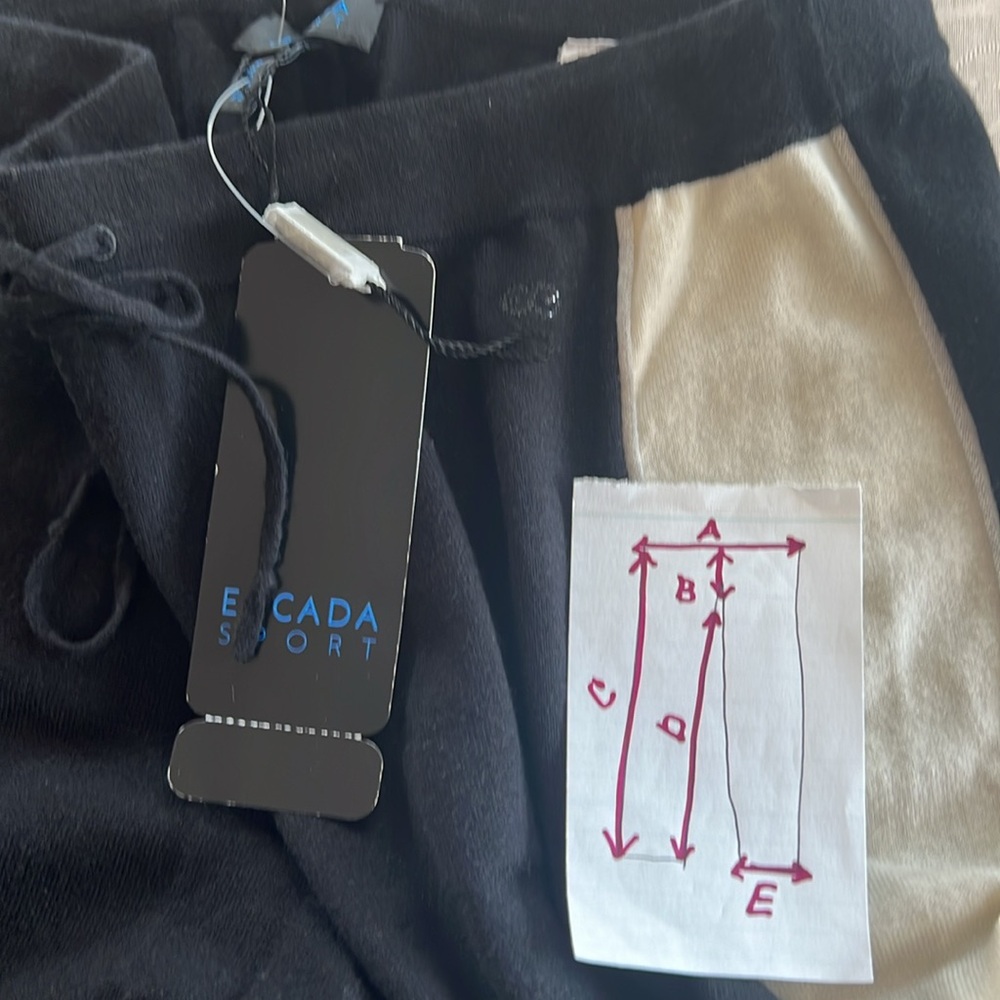 NWT $370 Escada Track Pants Side Stripe LOOSE FIT CRYSTAL Logo Size L - Picture 10 of 11